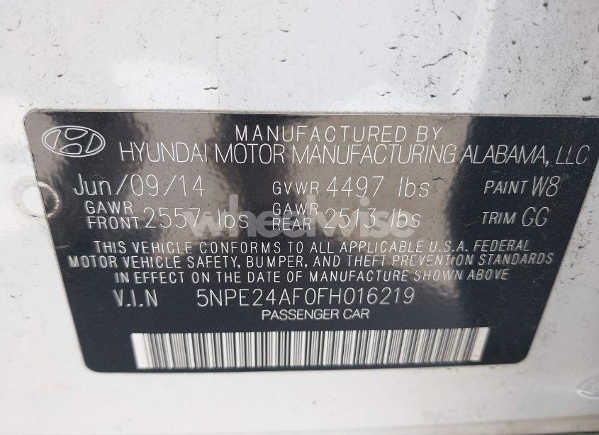 Photo 9 of 2015 Hyundai Sonata SE (VIN 5NPE24AF0FH016219)