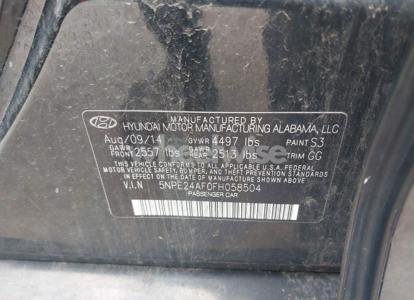 Photo 9 of 2015 Hyundai Sonata SE (VIN 5NPE24AF0FH058504)