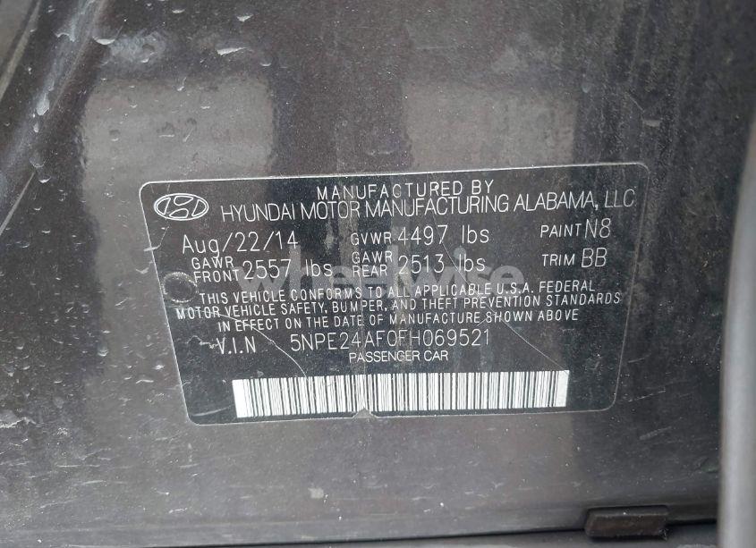 Photo 9 of 2015 Hyundai Sonata SE (VIN 5NPE24AF0FH069521)