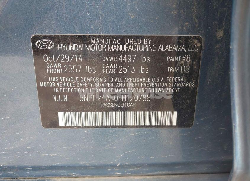 Photo 9 of 2015 Hyundai Sonata SE (VIN 5NPE24AF0FH120788)
