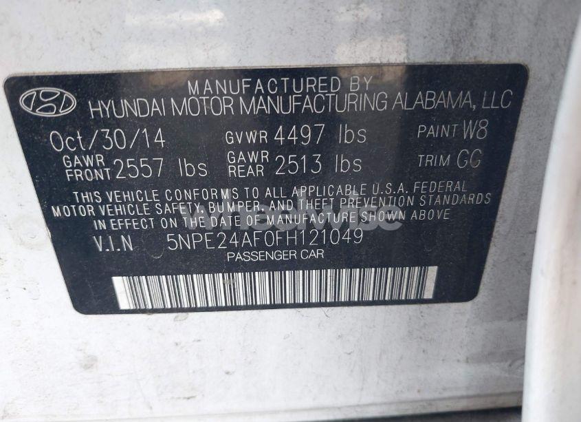 Photo 9 of 2015 Hyundai Sonata SE (VIN 5NPE24AF0FH121049)