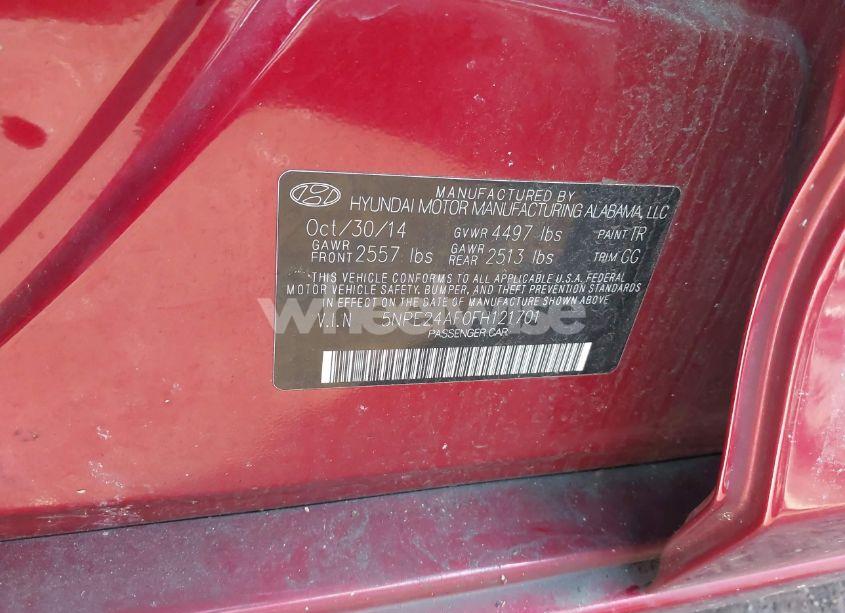 Photo 9 of 2015 Hyundai Sonata SE (VIN 5NPE24AF0FH121701)