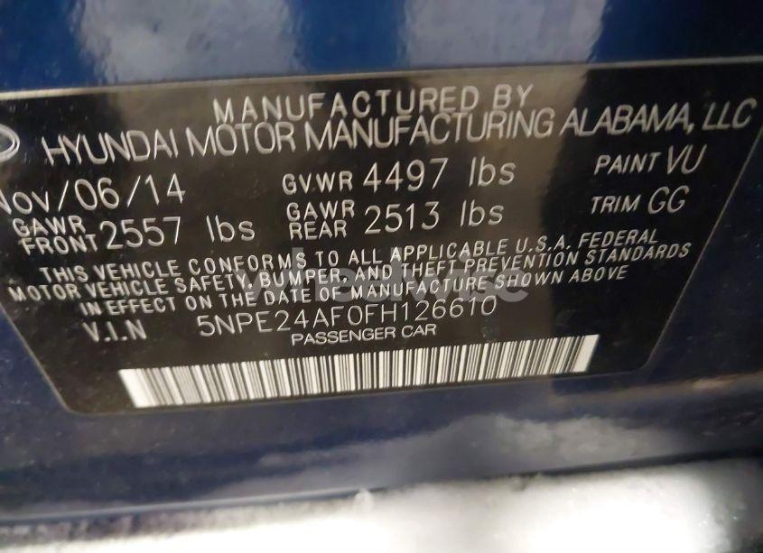 Photo 9 of 2015 Hyundai Sonata SE (VIN 5NPE24AF0FH126610)