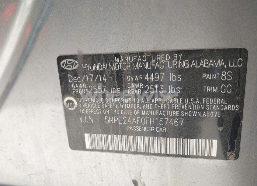 Photo 9 of 2015 Hyundai Sonata SE (VIN 5NPE24AF0FH157467)