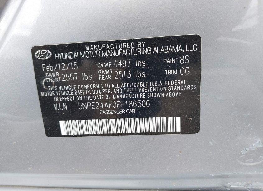 Photo 9 of 2015 Hyundai Sonata SE (VIN 5NPE24AF0FH186306)