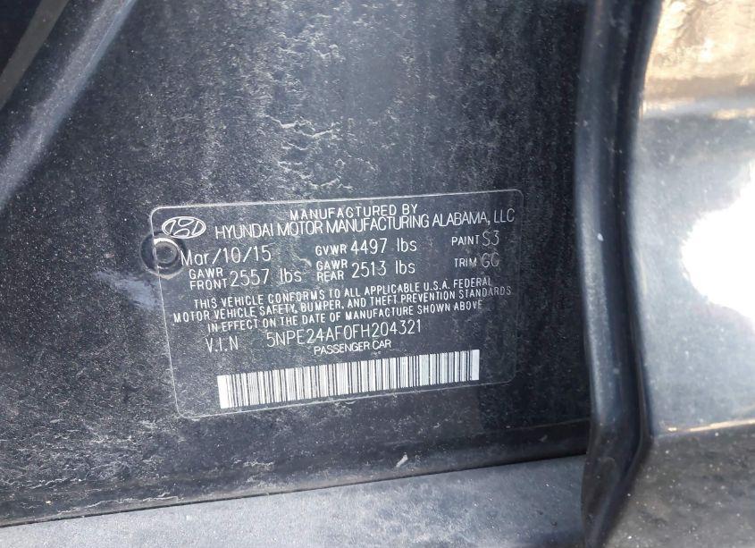 Photo 9 of 2015 Hyundai Sonata SE (VIN 5NPE24AF0FH204321)