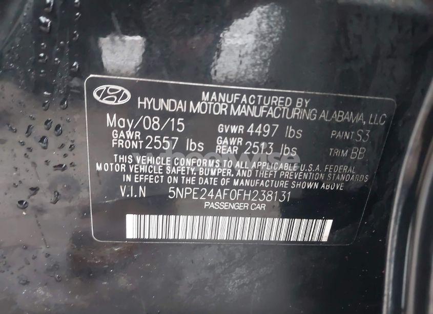 Photo 9 of 2015 Hyundai Sonata SE (VIN 5NPE24AF0FH238131)