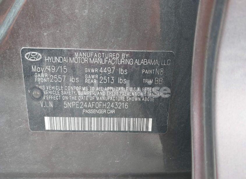 Photo 9 of 2015 Hyundai Sonata SE (VIN 5NPE24AF0FH243216)