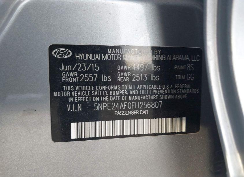 Photo 9 of 2015 Hyundai Sonata SE (VIN 5NPE24AF0FH256807)
