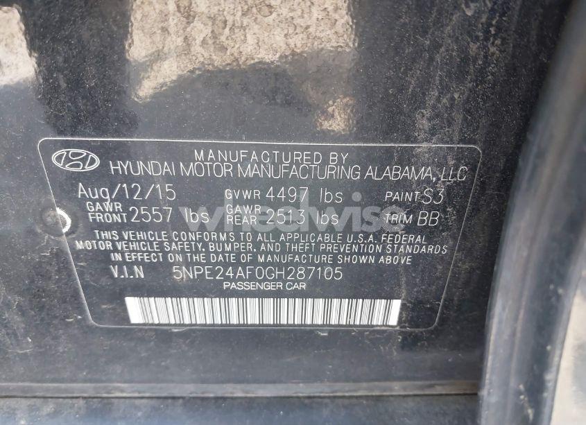 Photo 9 of 2016 Hyundai Sonata SE (VIN 5NPE24AF0GH287105)