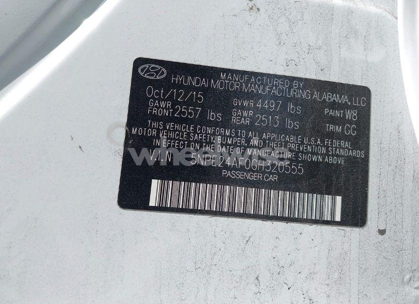 Photo 9 of 2016 Hyundai Sonata SE (VIN 5NPE24AF0GH320555)