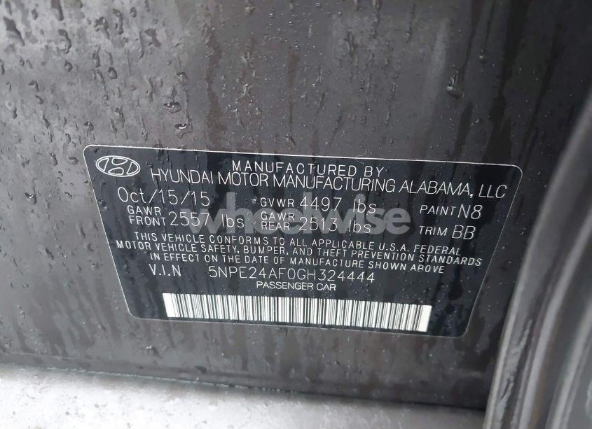 Photo 9 of 2016 Hyundai Sonata SE (VIN 5NPE24AF0GH324444)