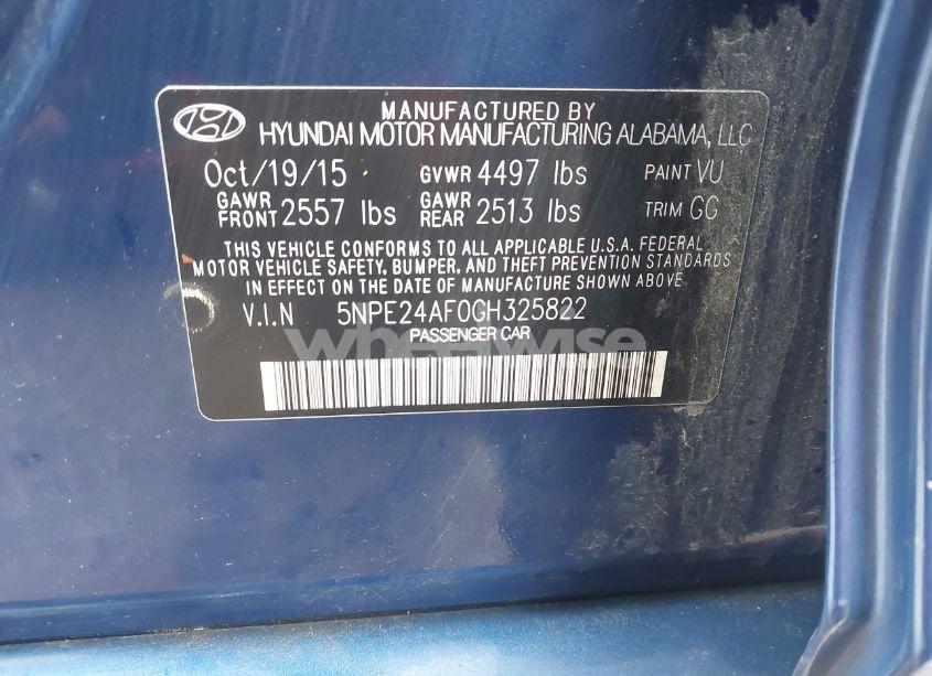 Photo 9 of 2016 Hyundai Sonata SE (VIN 5NPE24AF0GH325822)