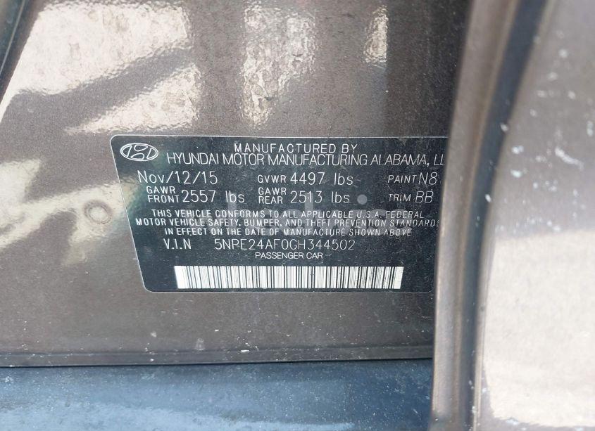 Photo 9 of 2016 Hyundai Sonata SE (VIN 5NPE24AF0GH344502)