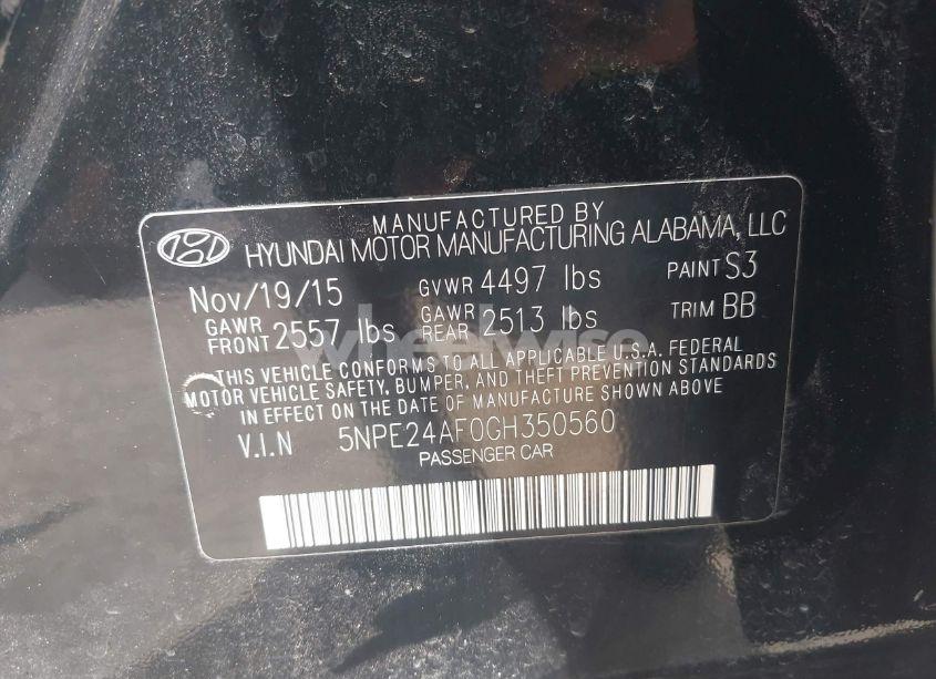 Photo 9 of 2016 Hyundai Sonata SE (VIN 5NPE24AF0GH350560)