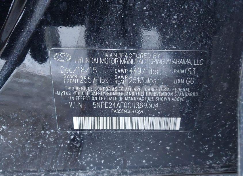 Photo 9 of 2016 Hyundai Sonata SE (VIN 5NPE24AF0GH369304)