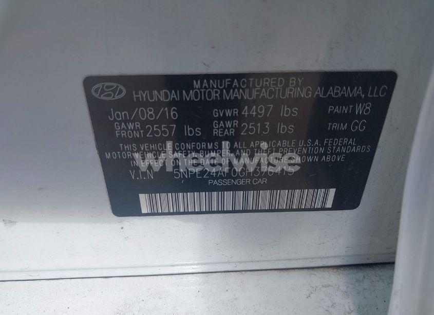 Photo 9 of 2016 Hyundai Sonata SE (VIN 5NPE24AF0GH376415)