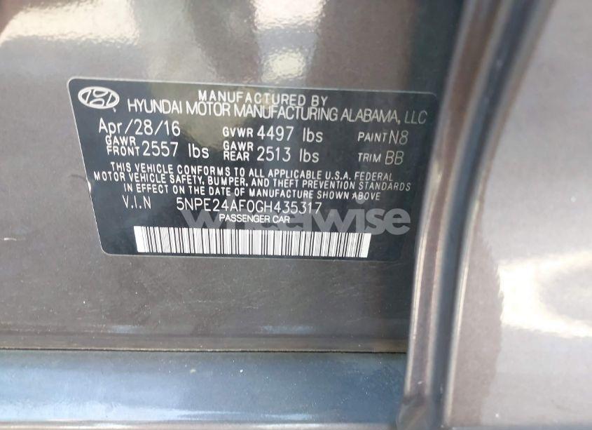 Photo 9 of 2016 Hyundai Sonata SE (VIN 5NPE24AF0GH435317)