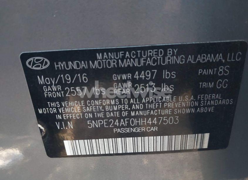 Photo 9 of 2017 Hyundai Sonata N/A (VIN 5NPE24AF0HH447503)