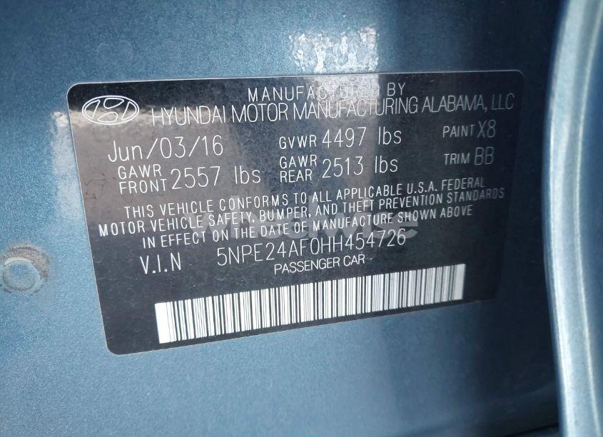 Photo 9 of 2017 Hyundai Sonata (VIN 5NPE24AF0HH454726)