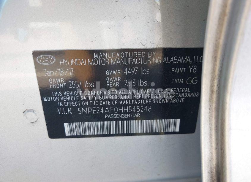 Photo 9 of 2017 Hyundai Sonata (VIN 5NPE24AF0HH548248)
