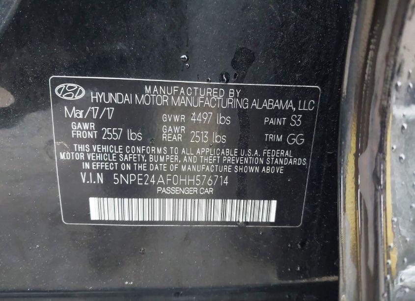 Photo 9 of 2017 Hyundai Sonata (VIN 5NPE24AF0HH576714)