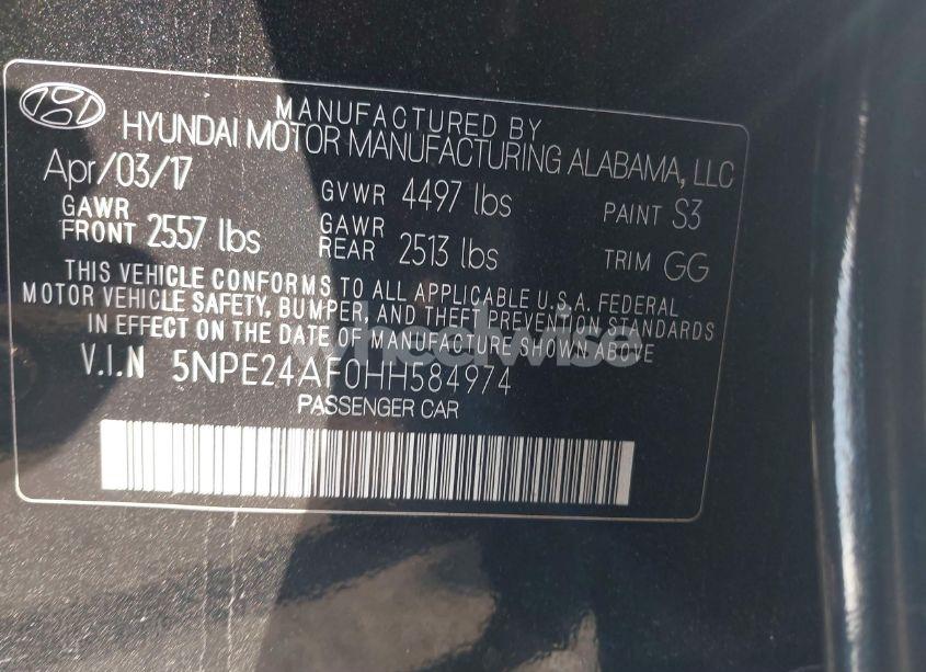 Photo 9 of 2017 Hyundai Sonata (VIN 5NPE24AF0HH584974)