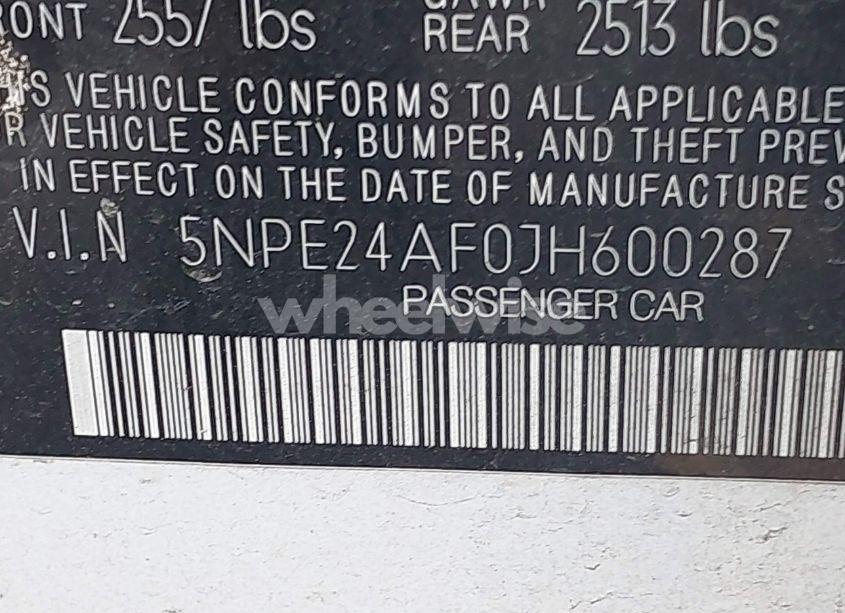 Photo 9 of 2018 Hyundai Sonata SE (VIN 5NPE24AF0JH600287)