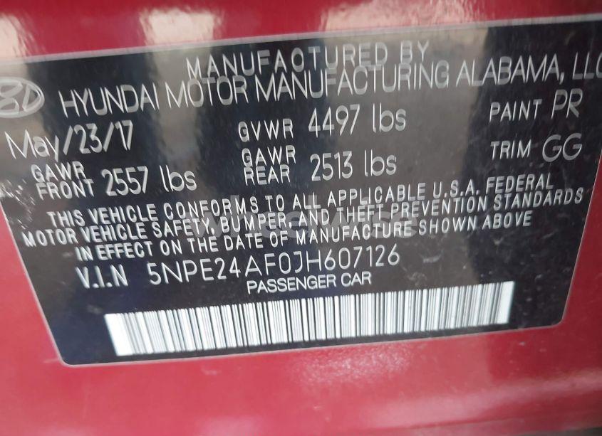 Photo 9 of 2018 Hyundai Sonata SE (VIN 5NPE24AF0JH607126)