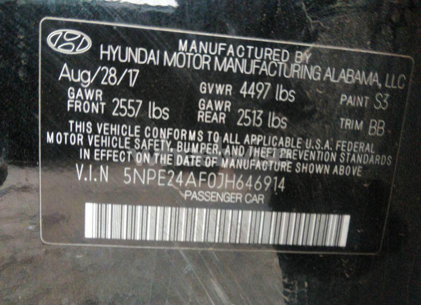 Photo 9 of 2018 Hyundai Sonata SE (VIN 5NPE24AF0JH646914)