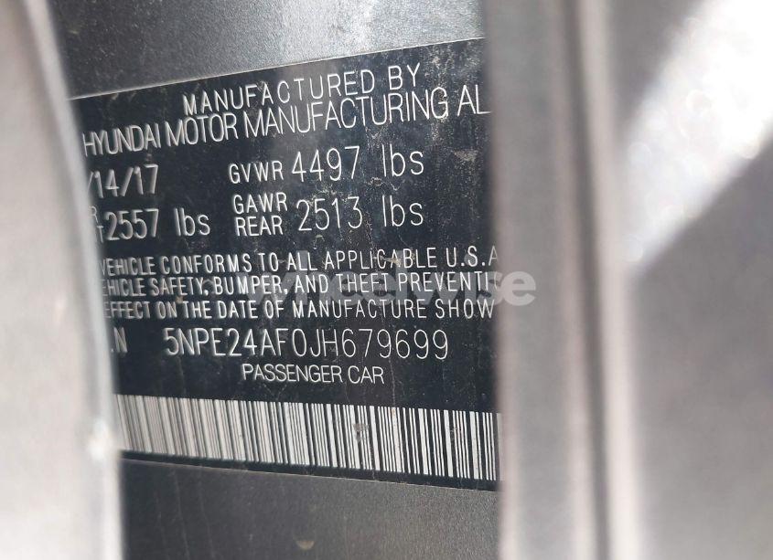 Photo 9 of 2018 Hyundai Sonata SE (VIN 5NPE24AF0JH679699)