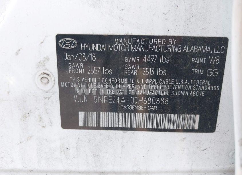 Photo 9 of 2018 Hyundai Sonata SE (VIN 5NPE24AF0JH680688)
