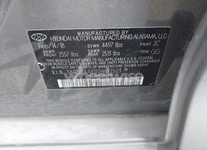 Photo 9 of 2018 Hyundai Sonata SE (VIN 5NPE24AF0JH692503)