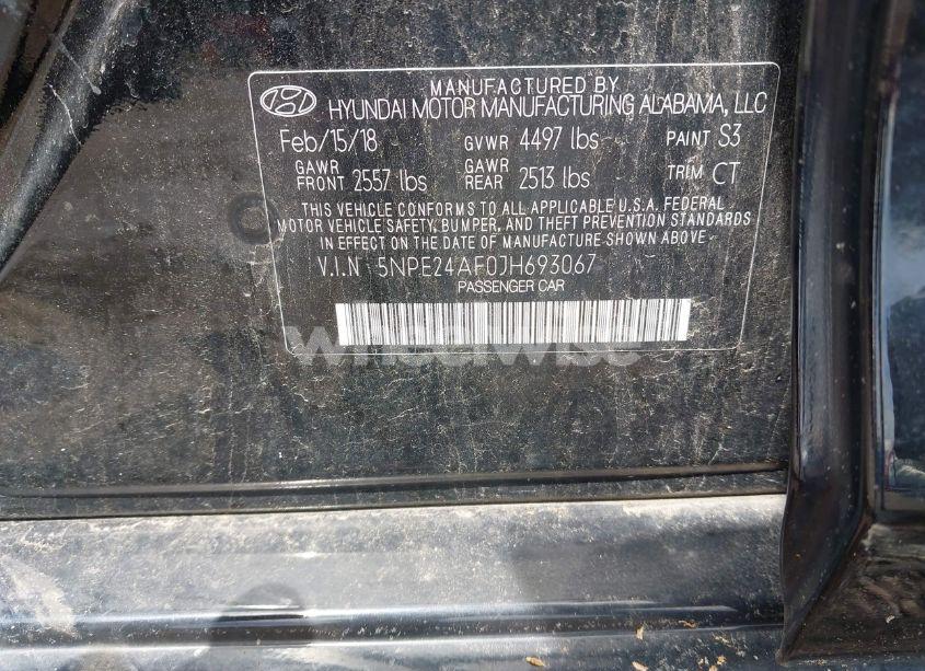 Photo 9 of 2018 Hyundai Sonata SE (VIN 5NPE24AF0JH693067)