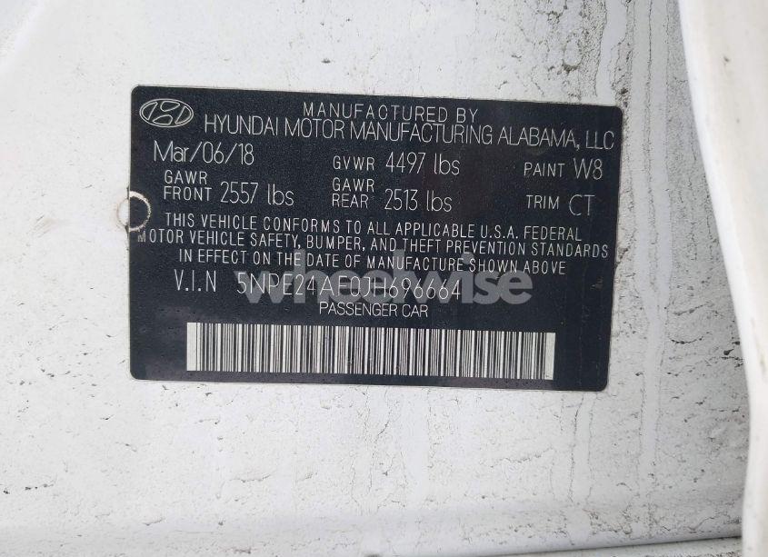 Photo 9 of 2018 Hyundai Sonata SE (VIN 5NPE24AF0JH696664)