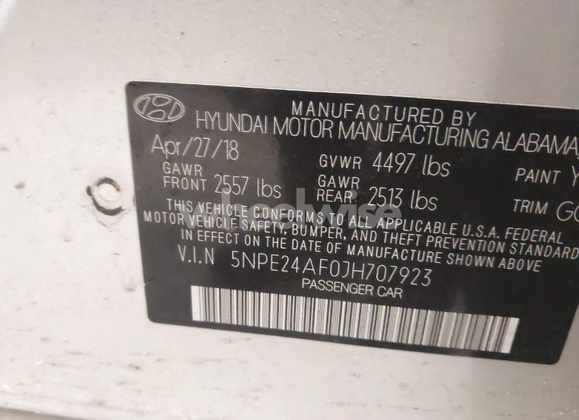 Photo 9 of 2018 Hyundai Sonata SE (VIN 5NPE24AF0JH707923)