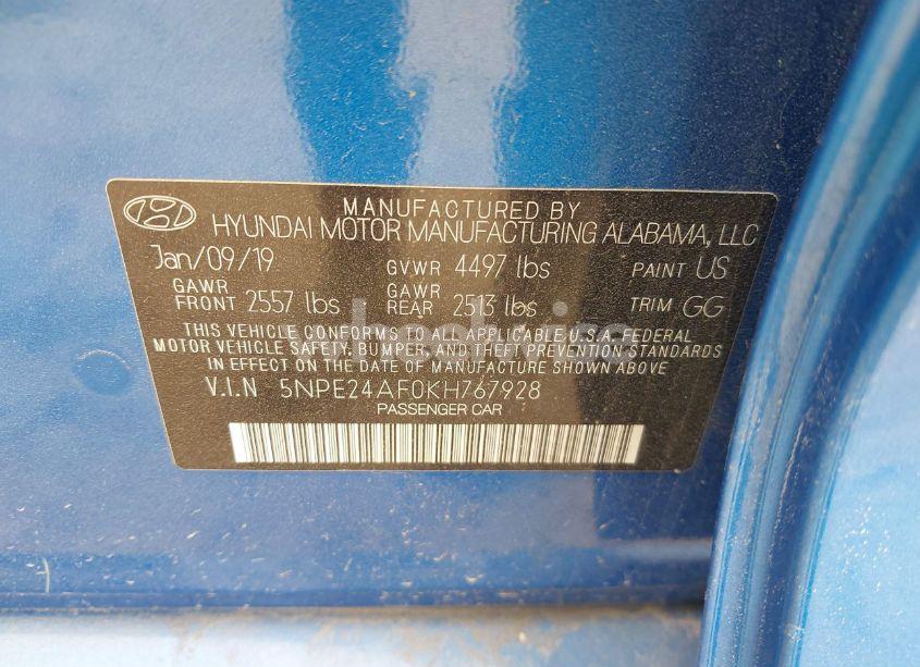 Photo 9 of 2019 Hyundai Sonata SE (VIN 5NPE24AF0KH767928)