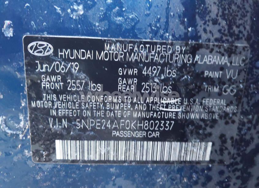 Photo 9 of 2019 Hyundai Sonata SE (VIN 5NPE24AF0KH802337)