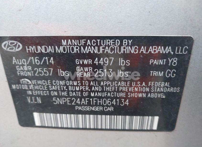 Photo 9 of 2015 Hyundai Sonata SE (VIN 5NPE24AF1FH064134)