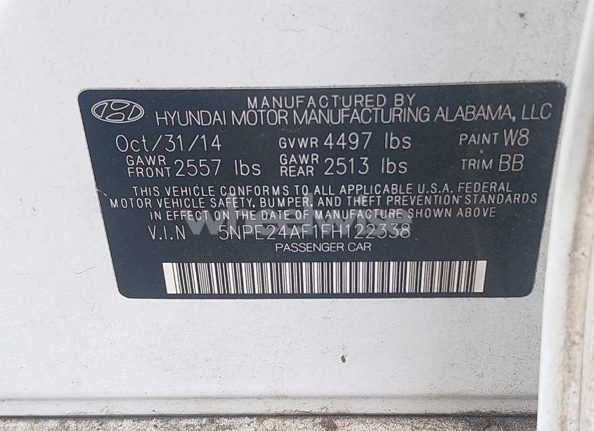 Photo 9 of 2015 Hyundai Sonata SE (VIN 5NPE24AF1FH122338)