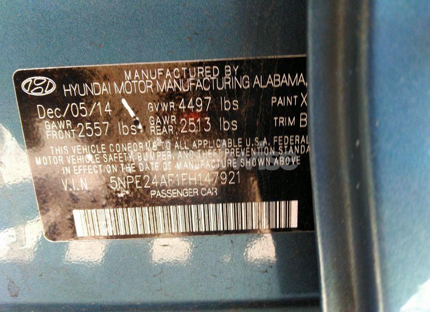 Photo 9 of 2015 Hyundai Sonata SE (VIN 5NPE24AF1FH147921)