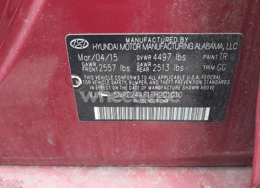 Photo 9 of 2015 Hyundai Sonata SE (VIN 5NPE24AF1FH201010)