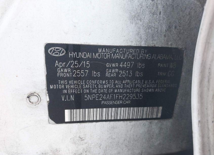 Photo 9 of 2015 Hyundai Sonata SE (VIN 5NPE24AF1FH229535)