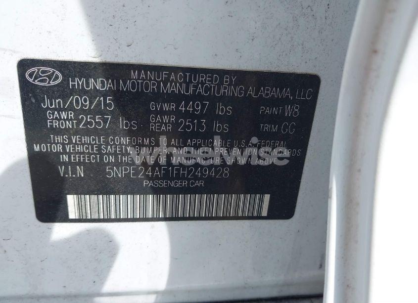 Photo 9 of 2015 Hyundai Sonata SE (VIN 5NPE24AF1FH249428)