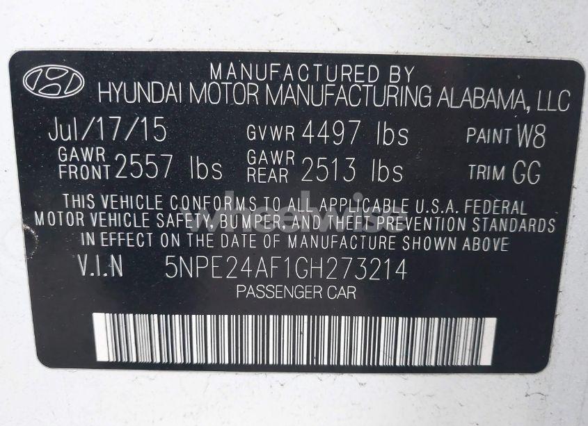 Photo 9 of 2016 Hyundai Sonata SE (VIN 5NPE24AF1GH273214)