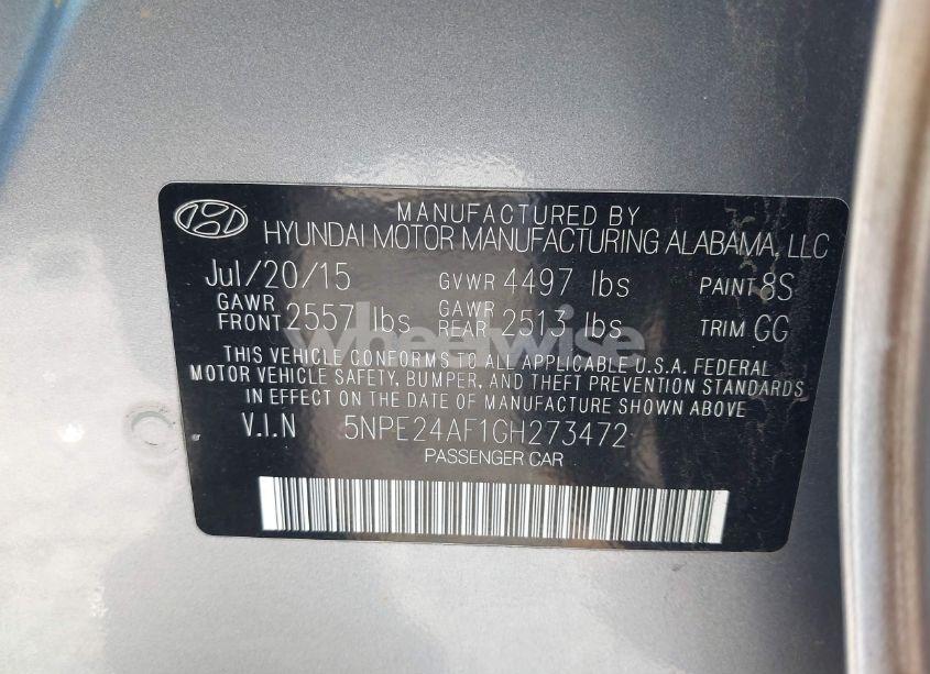 Photo 9 of 2016 Hyundai Sonata SE (VIN 5NPE24AF1GH273472)