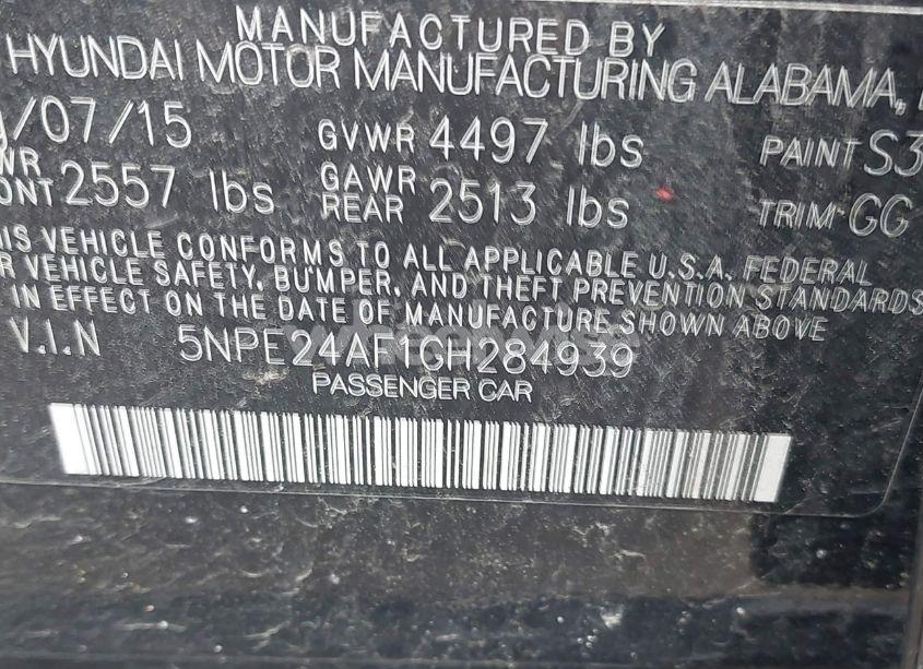 Photo 9 of 2016 Hyundai Sonata SE (VIN 5NPE24AF1GH284939)