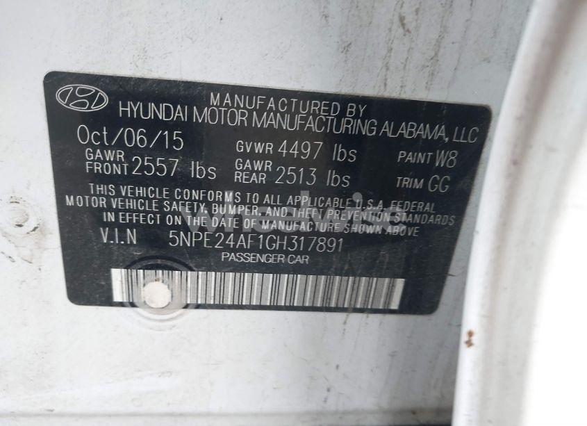 Photo 9 of 2016 Hyundai Sonata SE (VIN 5NPE24AF1GH317891)