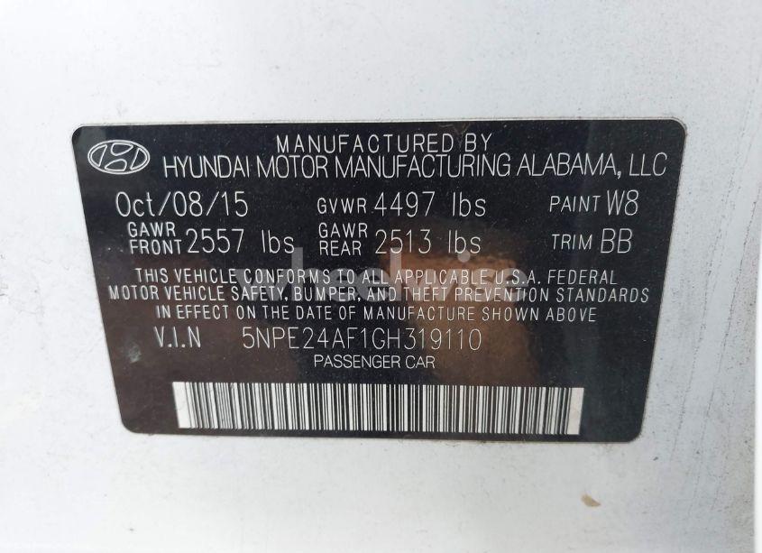 Photo 9 of 2016 Hyundai Sonata SE (VIN 5NPE24AF1GH319110)
