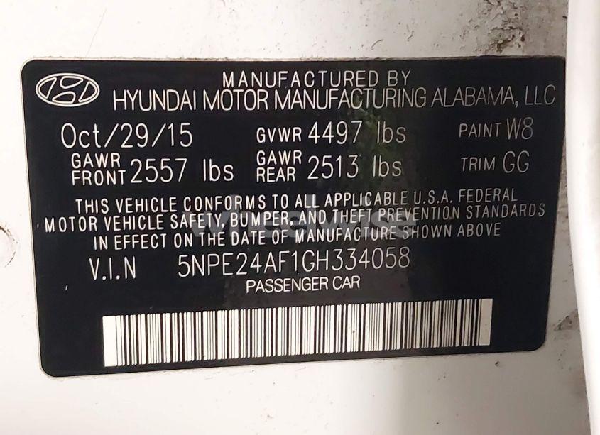 Photo 9 of 2016 Hyundai Sonata SE (VIN 5NPE24AF1GH334058)